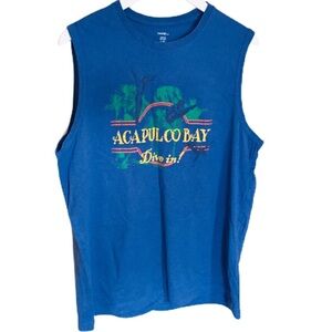 GEORGE Acapulco Bay Dive In Print Tank Blue Size Large
